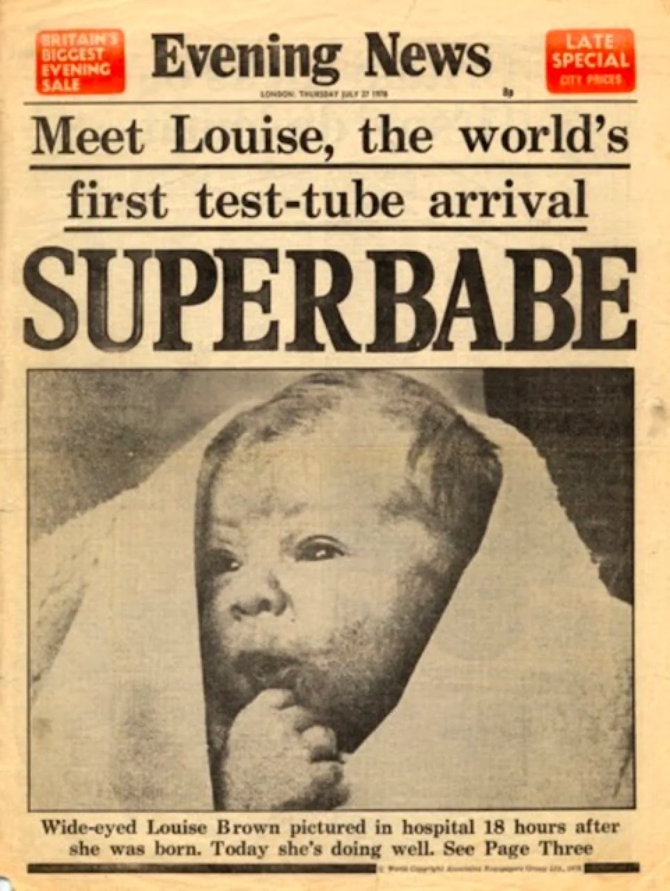 1978年，第一例试管婴儿诞生