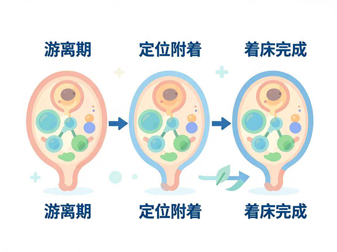 胚胎着床过程三阶段:游离期→定位附着→着床完成