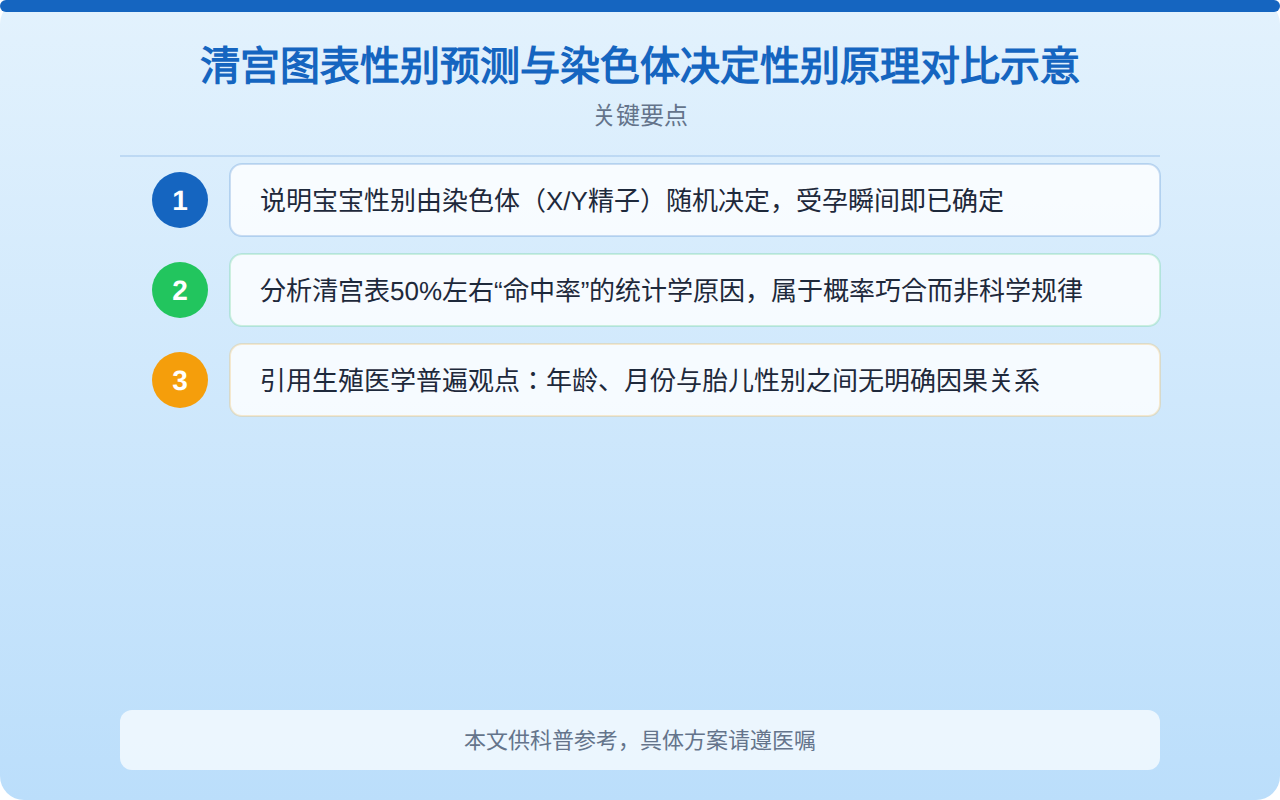 清宫图表性别预测与染色体决定性别原理对比示意