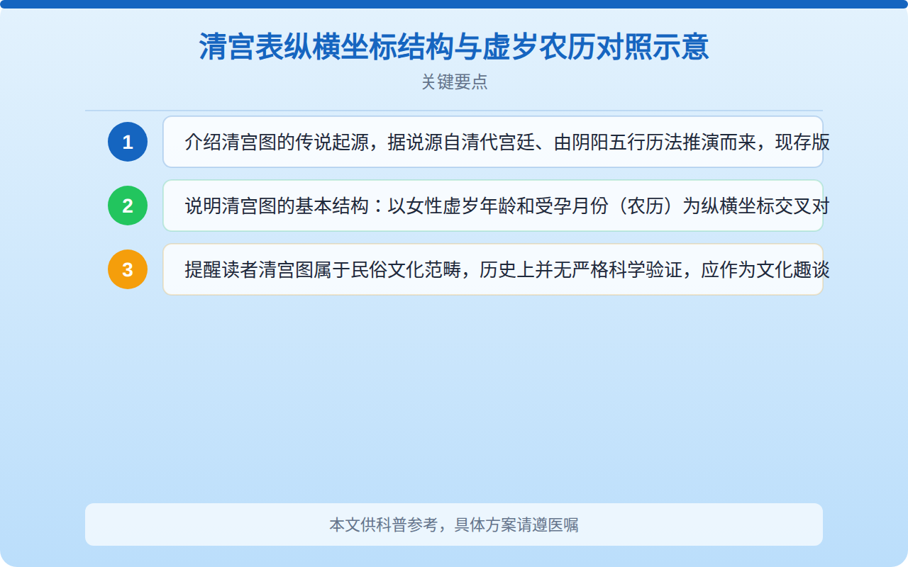 清宫表纵横坐标结构与虚岁农历对照示意
