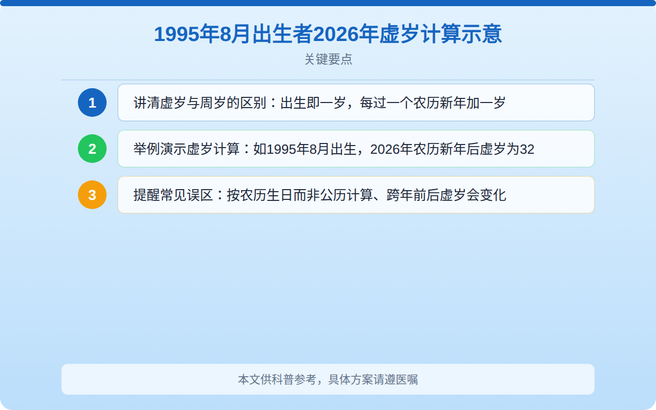 1995年8月出生者2026年虚岁计算示意