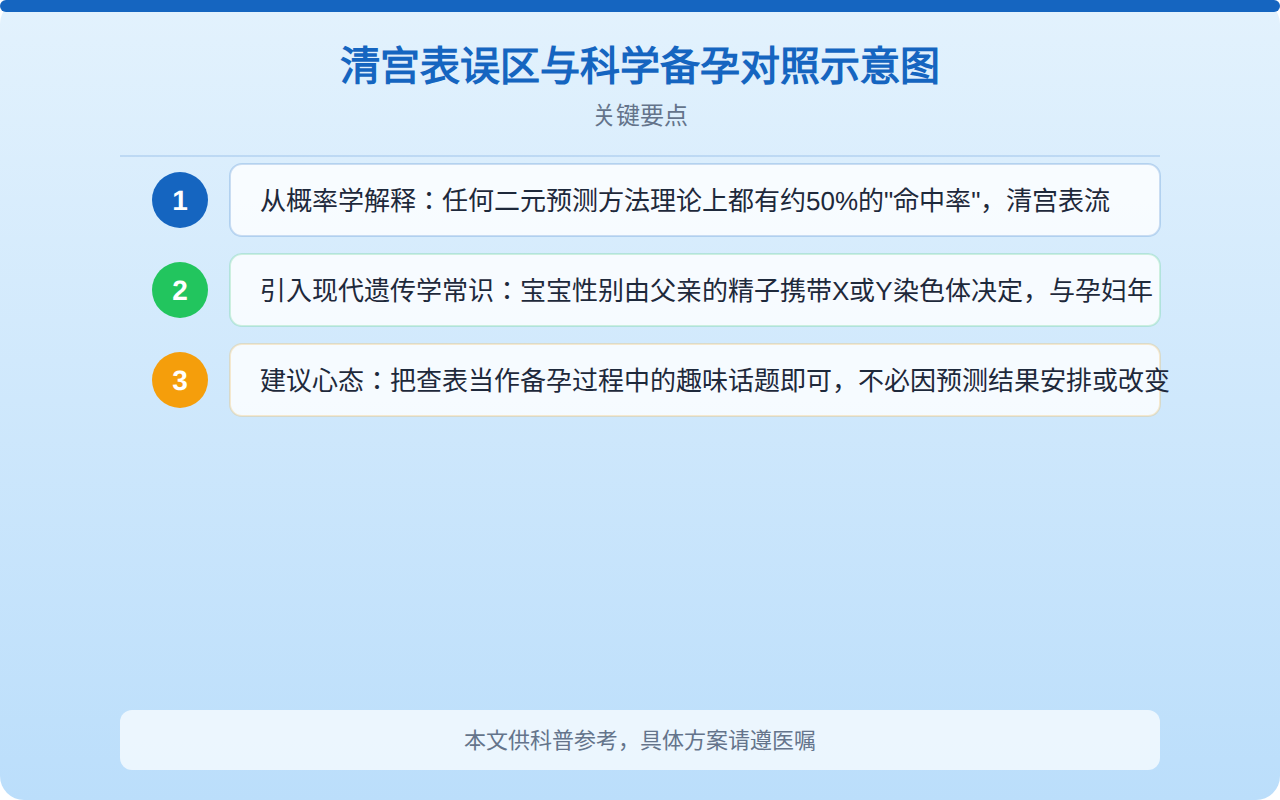 清宫表误区与科学备孕对照示意图