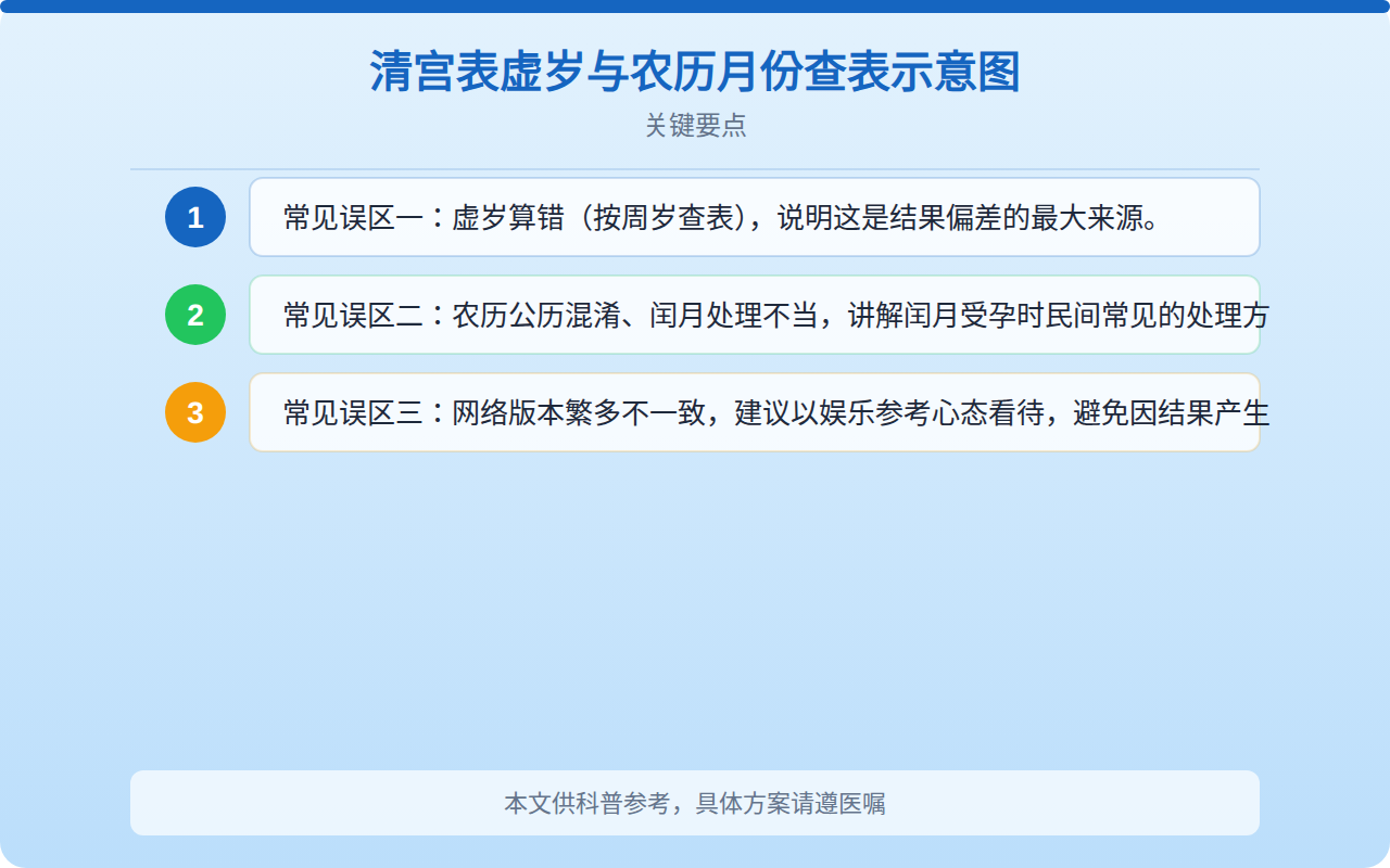 清宫表虚岁与农历月份查表示意图