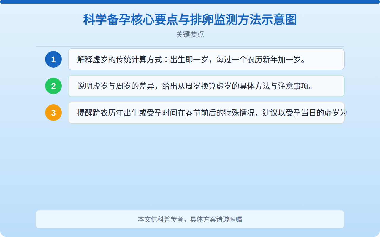 科学备孕核心要点与排卵监测方法示意图