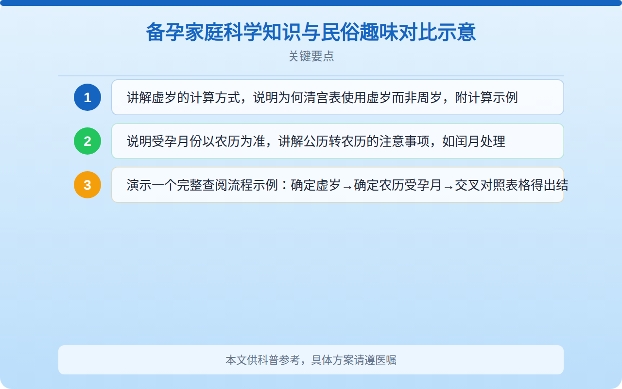 备孕家庭科学知识与民俗趣味对比示意